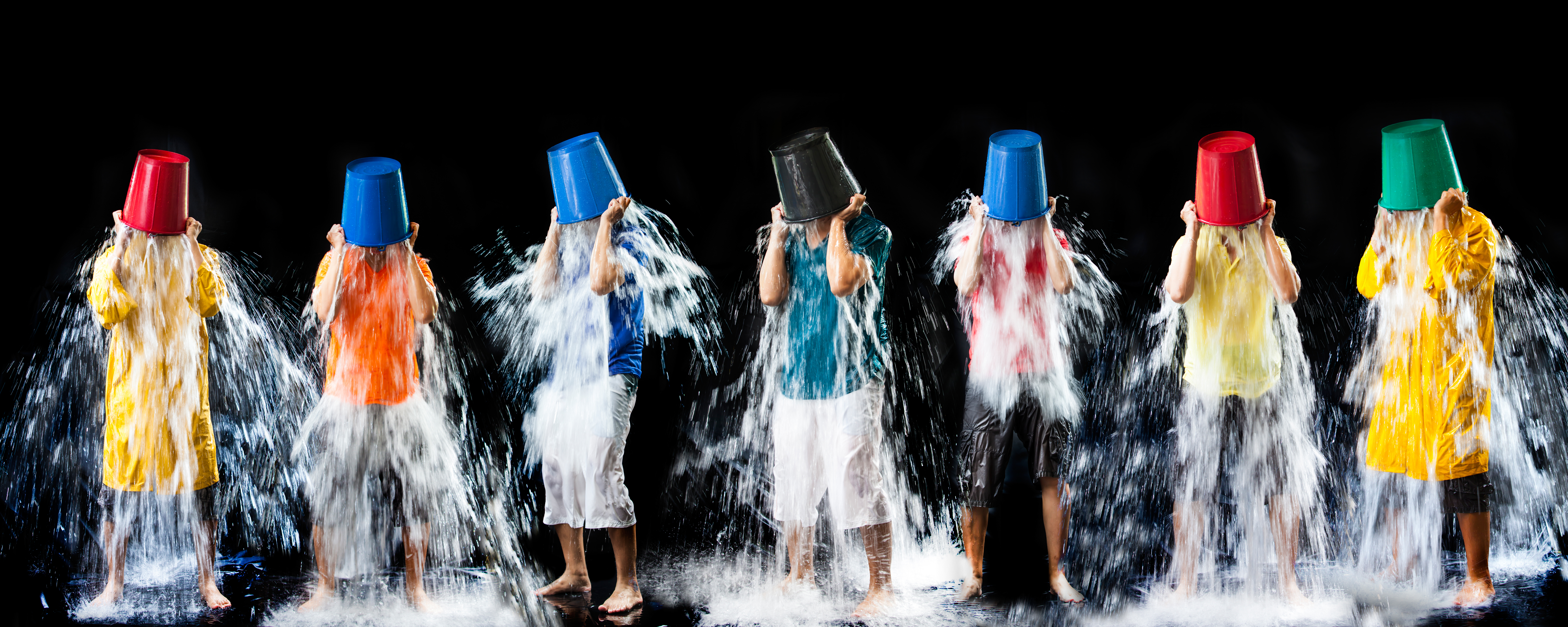 Ice buckets on peoples heads