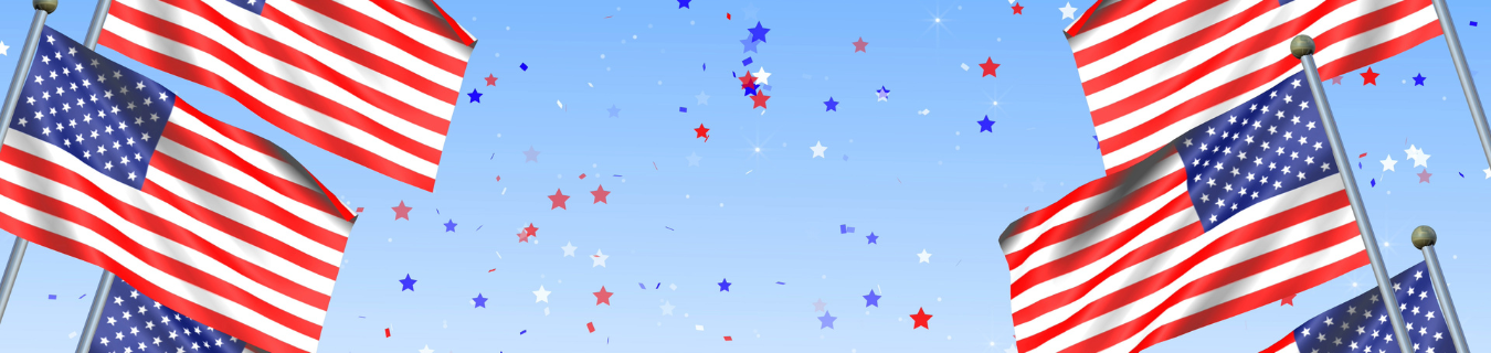 American Flags with confetti