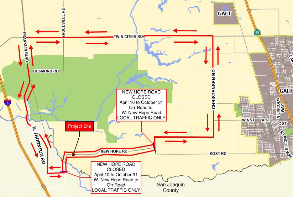 New Hope Bridge Road Closure Detour Map 