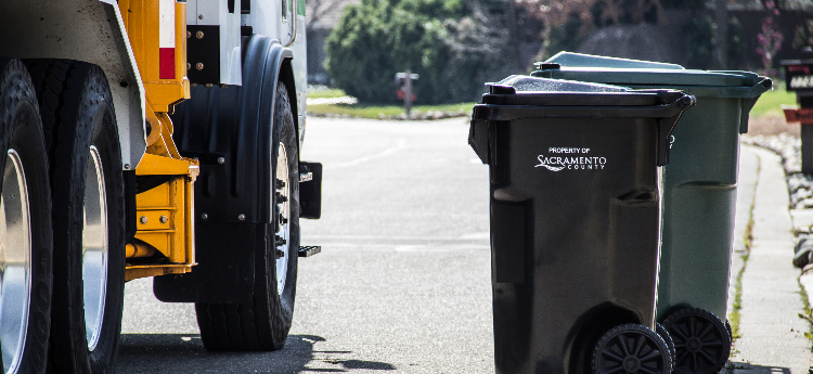 Sacramento County Waste Management Truck and Waste Carts