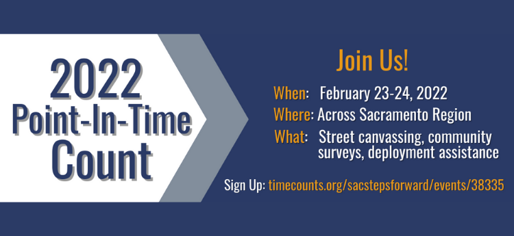 2022 Point-In-Time County - Feb. 23 - 24, 2022 - Across Sacramento Region - Street canvassing, community surveys, deployment 