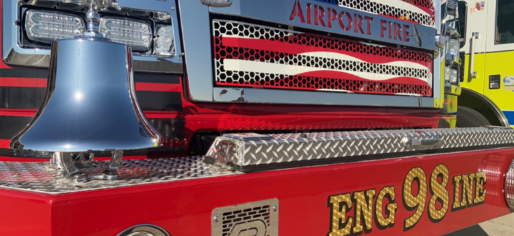 Grille and Bumper of an Airport Fire Engine
