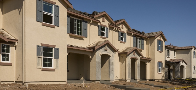 row of townhouses being built