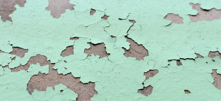 Old chipping blue-green paint