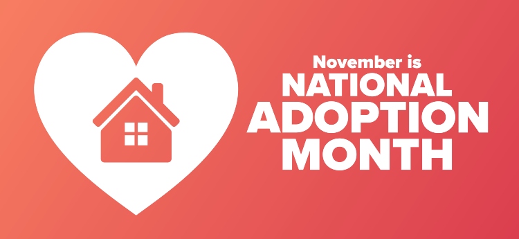 Heart with a house in the middle - November is National Adoption Month