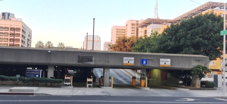 entrance to County parking garage