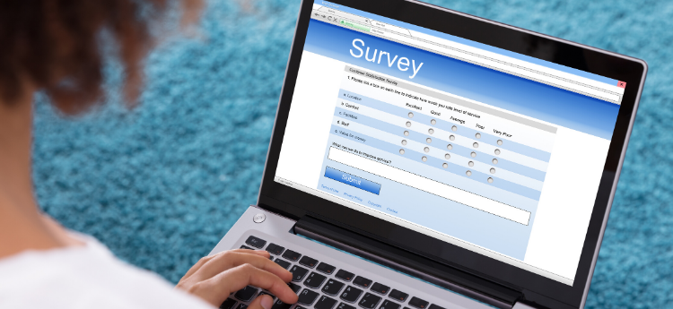 Person filling out an online survey