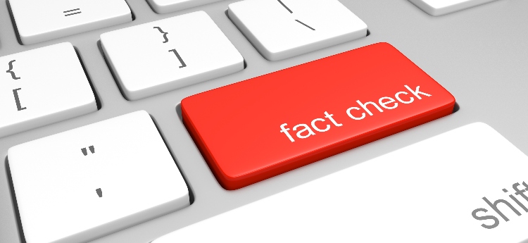 Computer Keyboard with "Fact Check" button