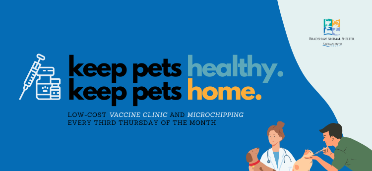 keep pets healthy. keep pets home. Low-costs vaccine clinic and microchipping every third Thursday of the month 