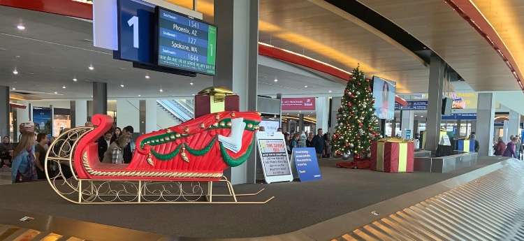 Decorations inside a Sacramento International Airport Terminal