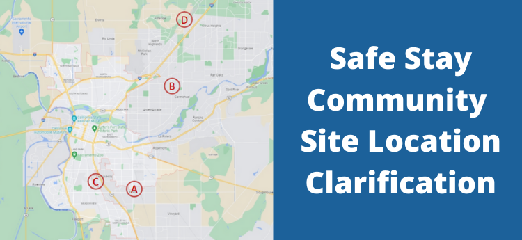 Map of Sacramento County - Safe Stay Community Location Clarification