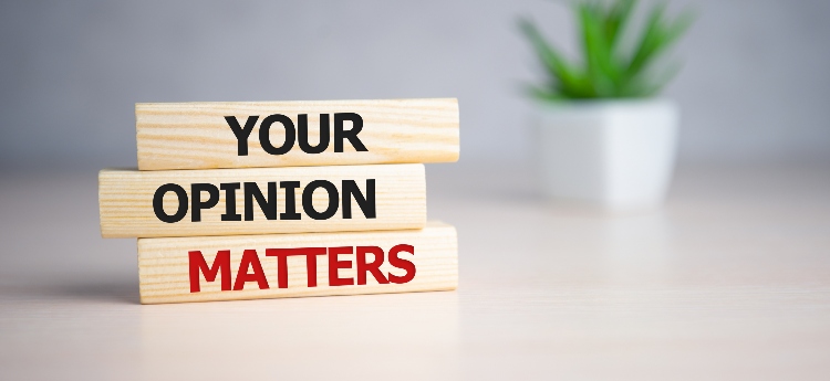Your Opinion Matters spelled out in blocks