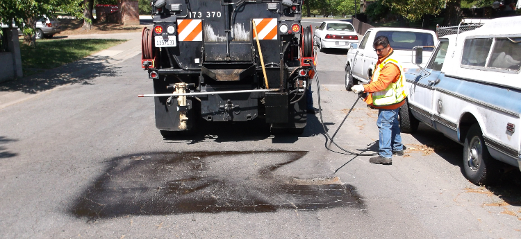 Pothole being filled in Sacramento County