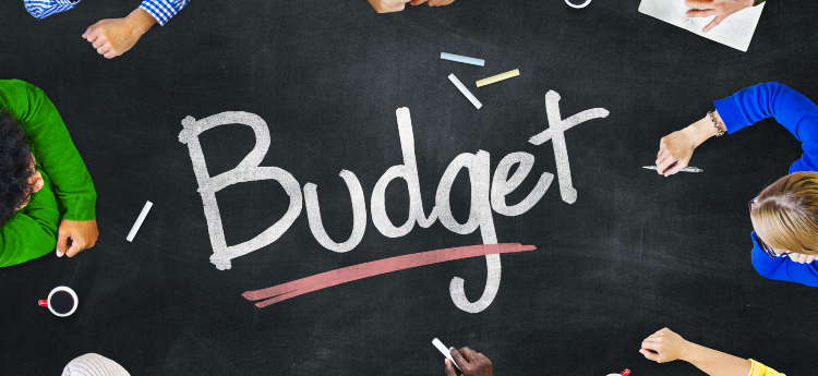 Chalkboard with the word budget on it